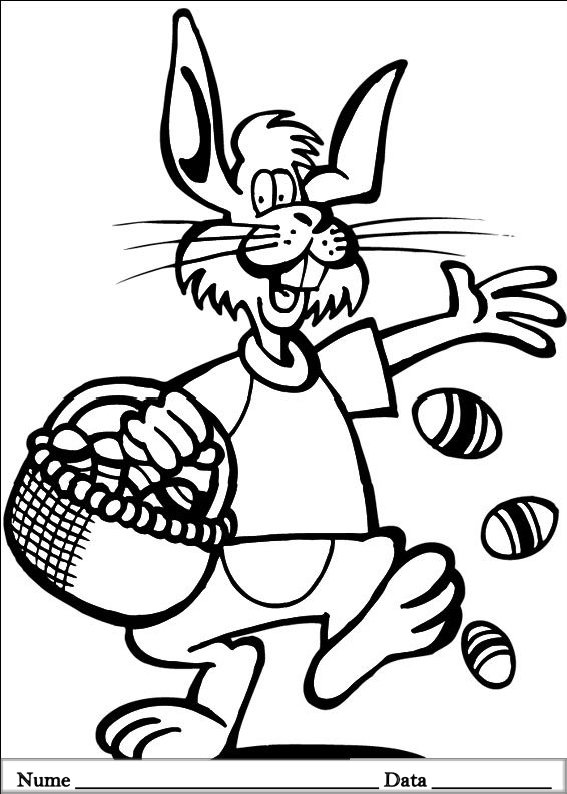 desene de colorat planse iepurasi de pasti